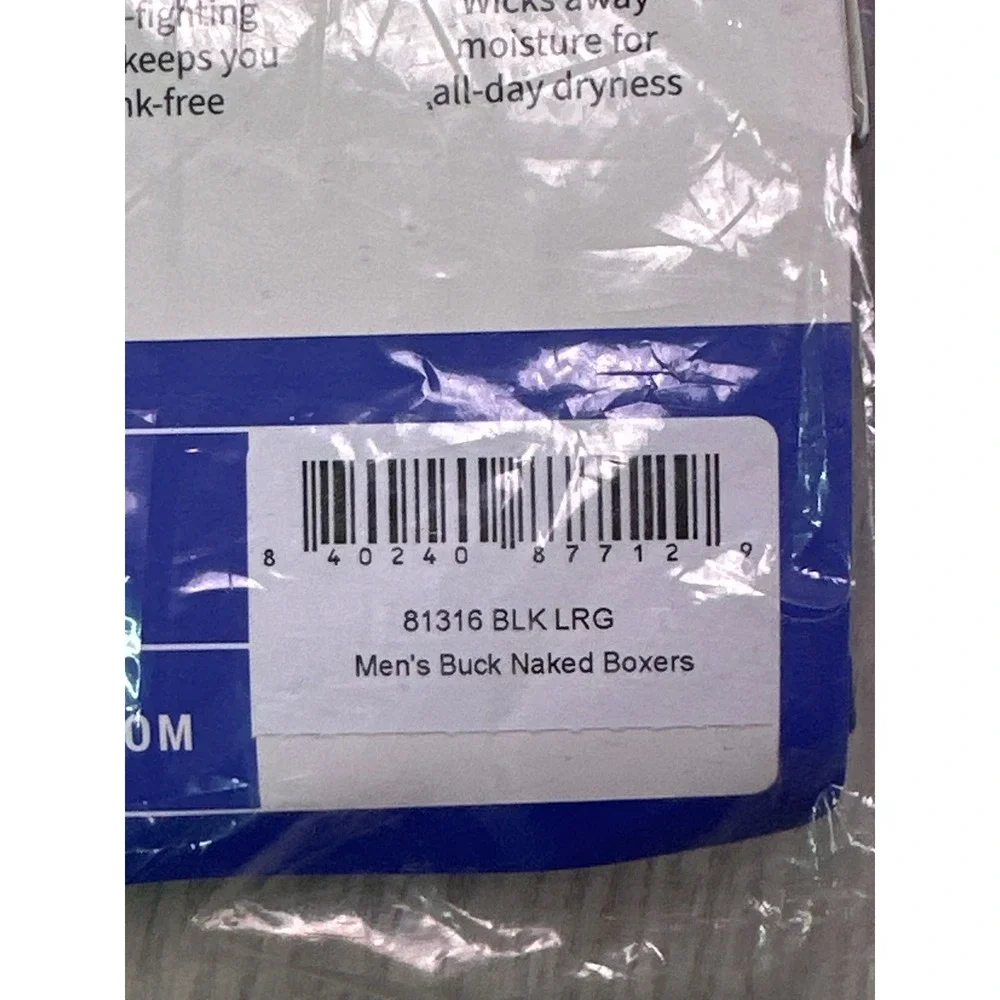 Duluth Trading Co Buck Naked Men Black Boxer Underwear 81316 Large L 36-38 NEW